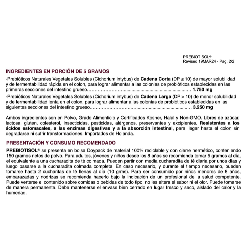 Prebiotisol 150 Gr Polvo.