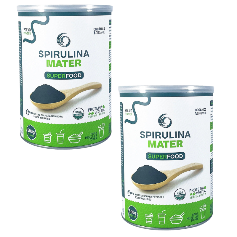 Espirulina en Polvo – Superalimento orgánico y versátil - Formato Ahorro – Pack 2 Tarros 500g